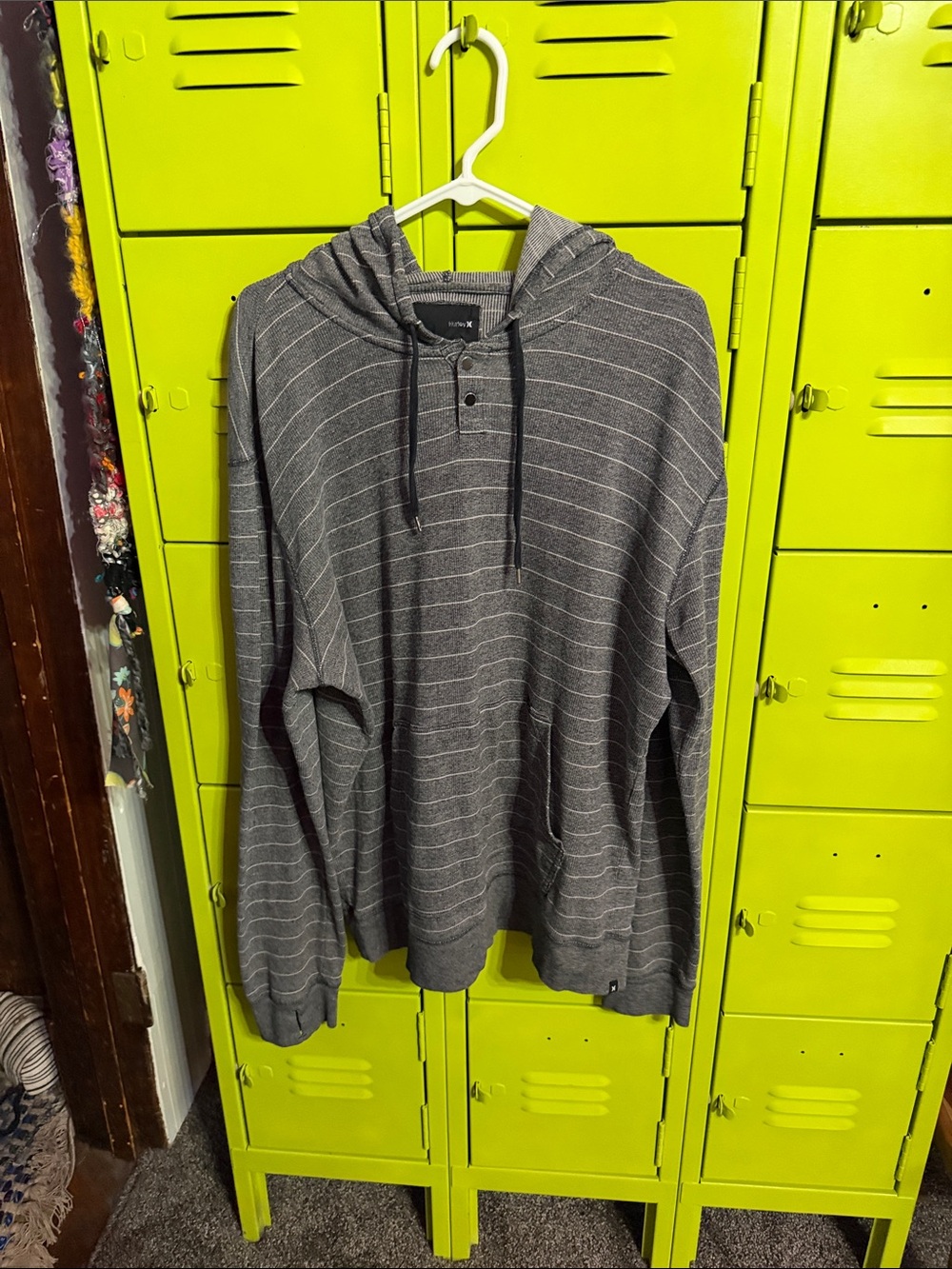 Hurley Gray Striped Hooded Long-Sleeve Hoodie